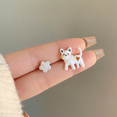 Asymmetric Floral Kitten Earrings