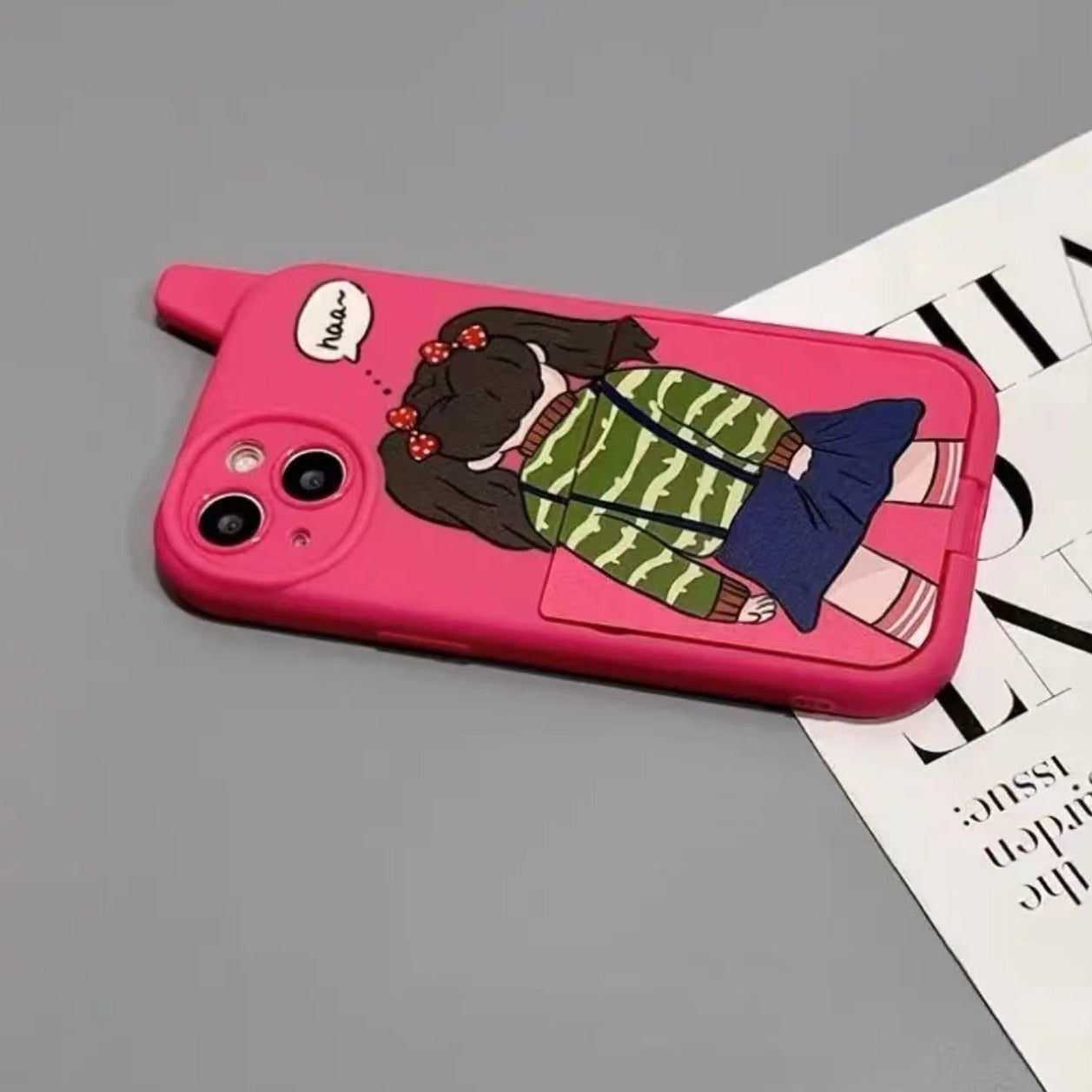 Fun Cartoon Flip Mirror Phone Case