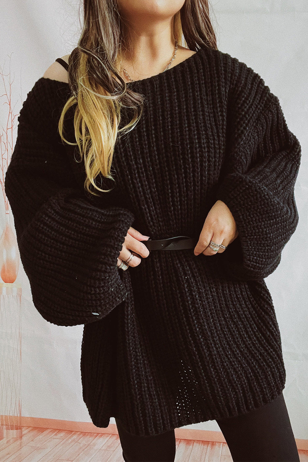 Dropped Shoulder Mini Sweater Dress