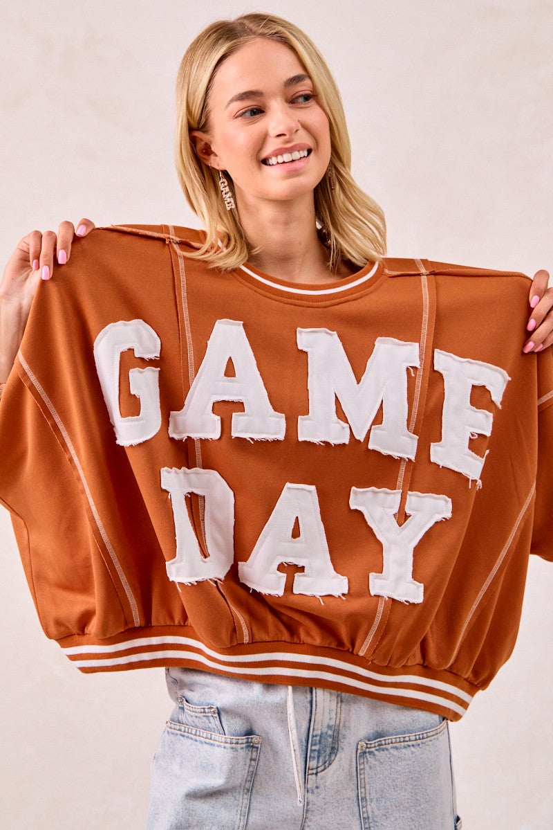Gameday Patchwork Stitch Detail Top