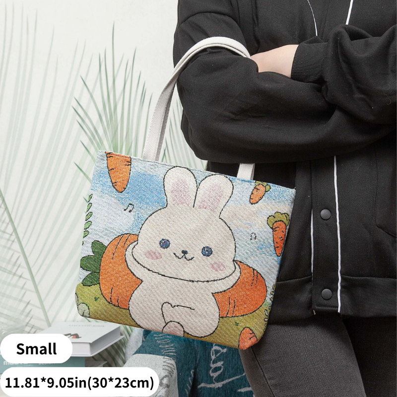 Kawaii Embroidered Cartoon Bunny Tote Bag