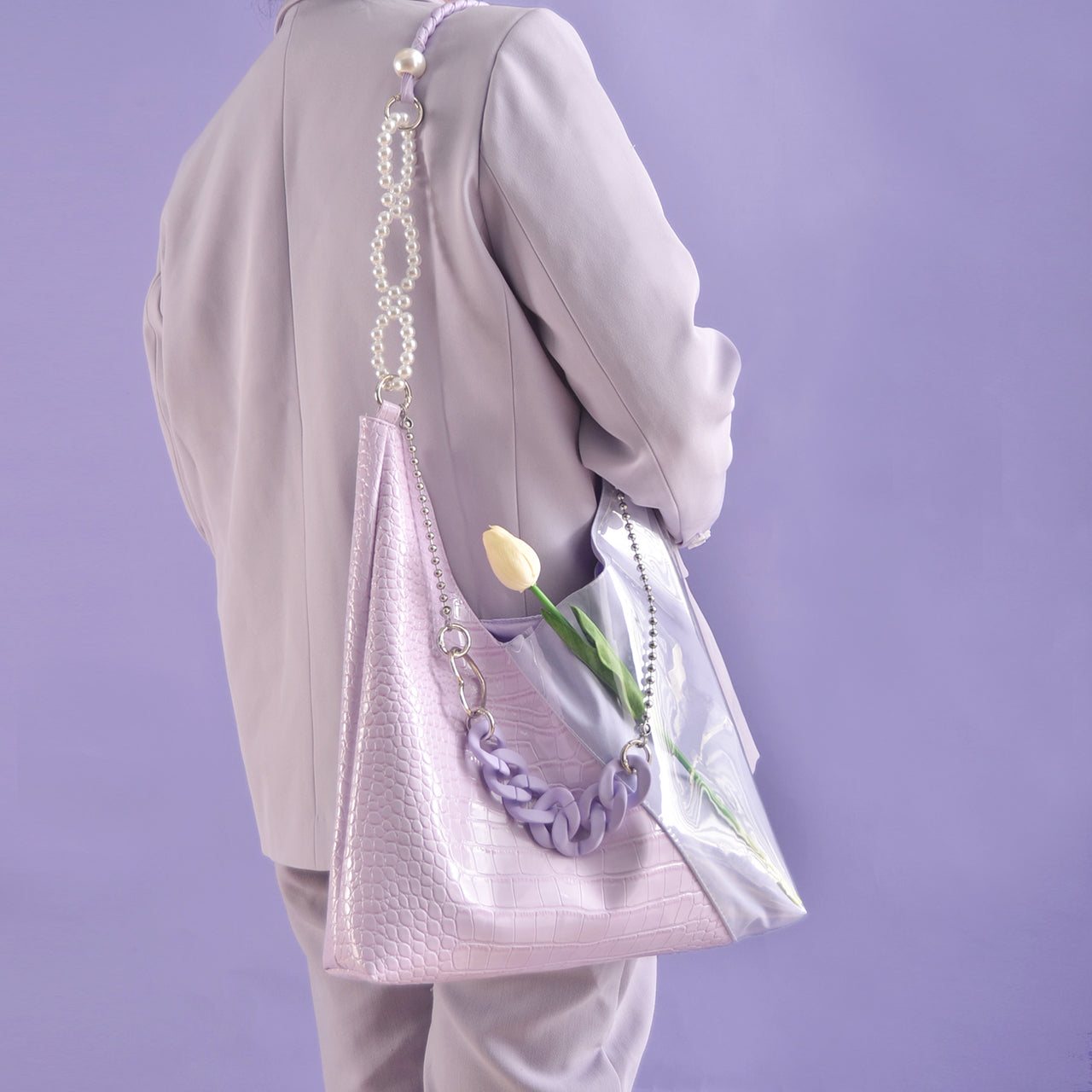 Y2k Purple Stitching Style Bag