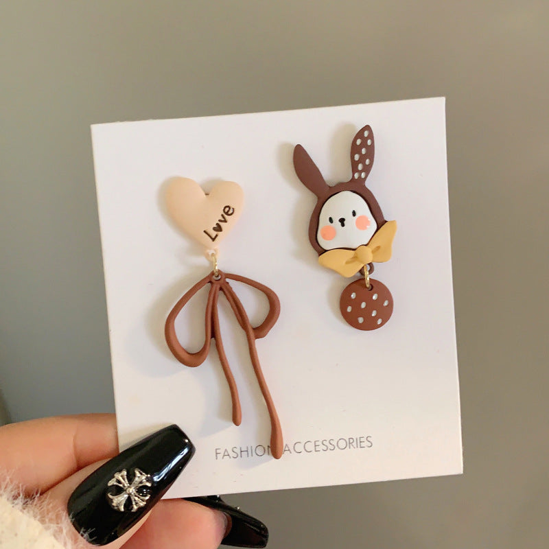 Cartoon Color Contrast Bunny Earrings