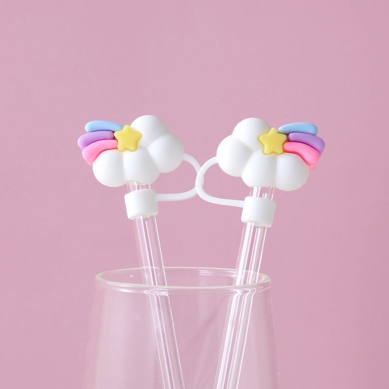 2pcs Rainbow Shaped Straw Dust Cap