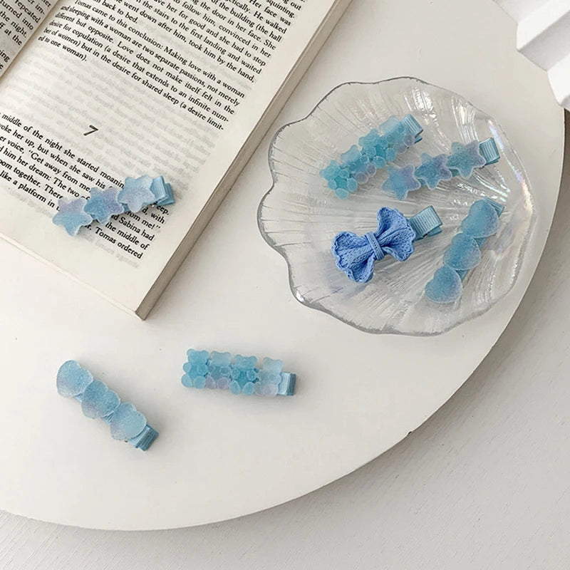 Blue Marshmallows Hair Clips