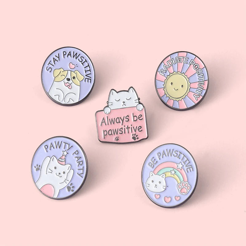 Cartoon Round Cat Claw Pins