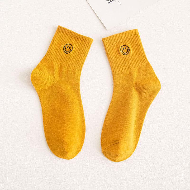 Cartoon Embroidery Smiley Socks