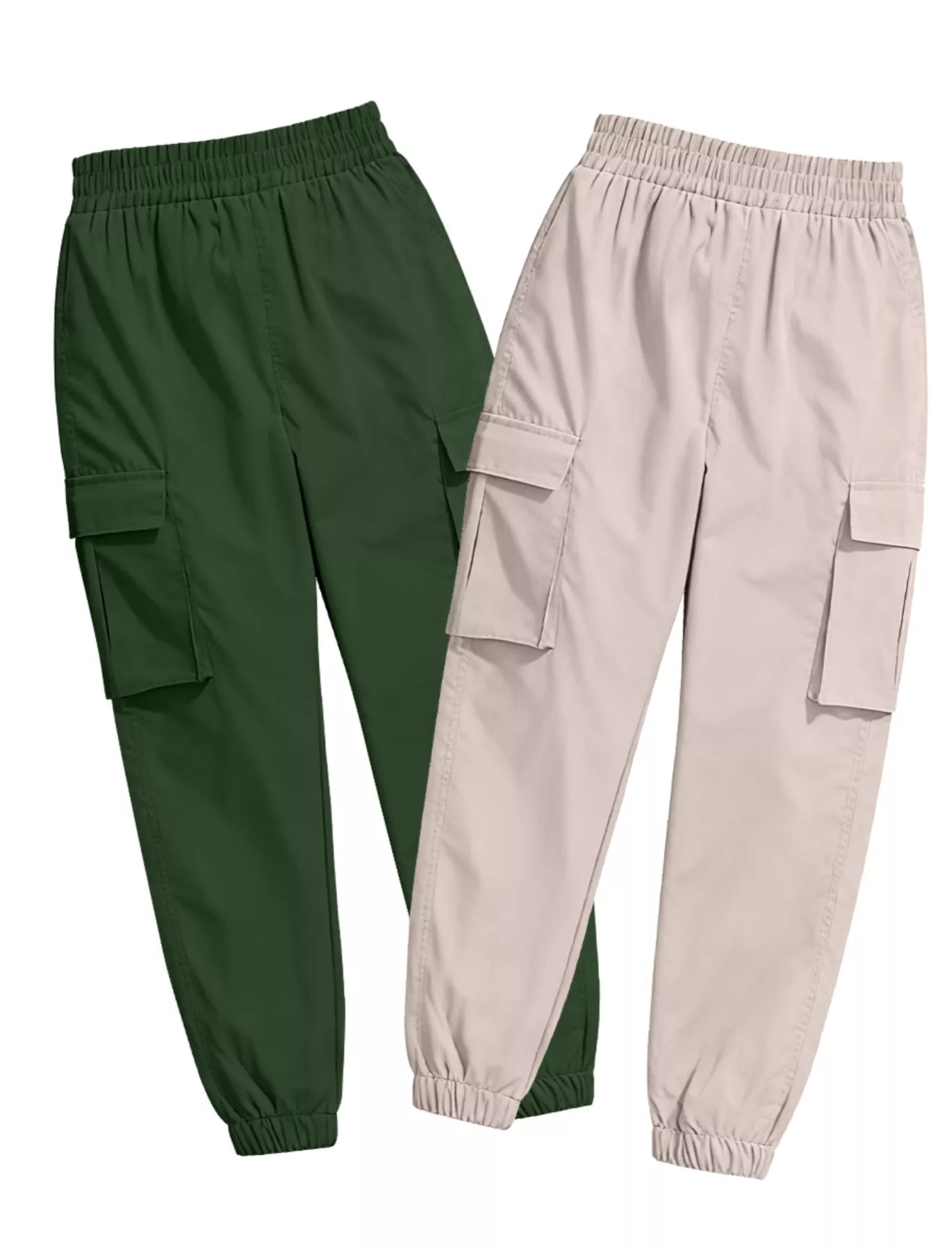 2 Piece Elastic Waist Cargo Pants