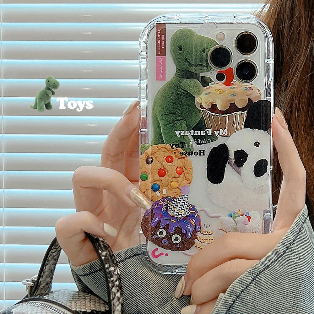 Transparent Sweetheart Dinosaur Phone Case