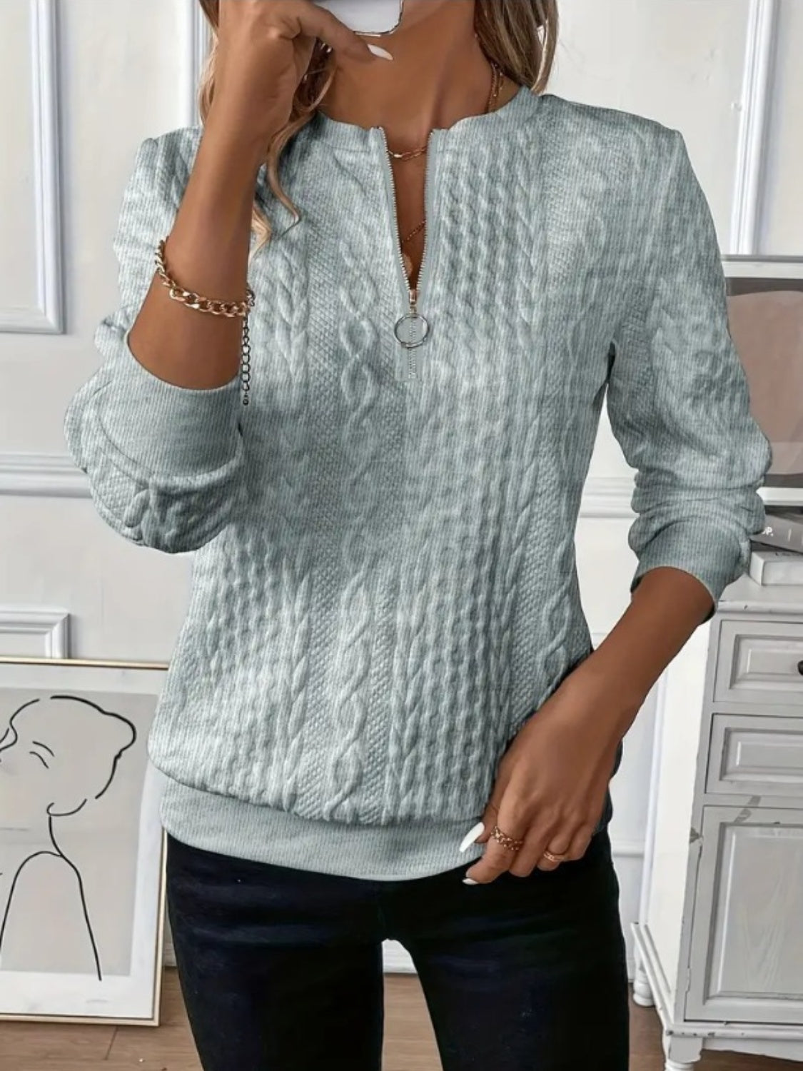 Half Zip Long Sleeve Sweatshirt