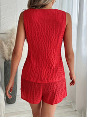 Button Front Vest and Shorts Set