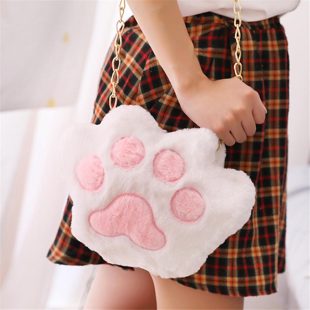 Cat Paw Plush Chain Bags