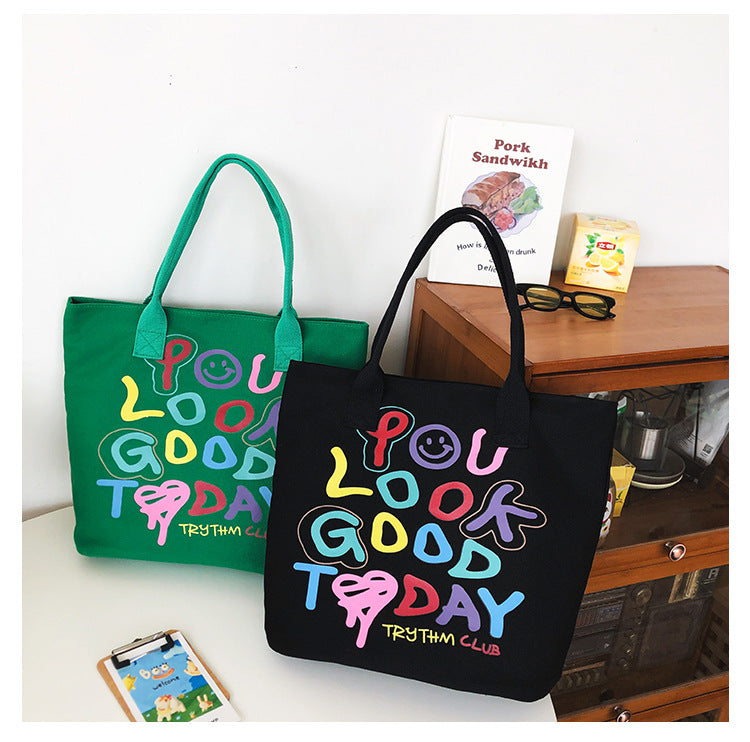 Rainbow Colored Alphabet Smiley Shoulder Bag