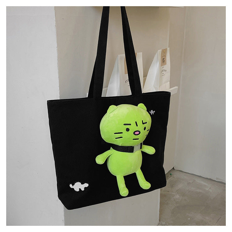 Funny Green Cat Tote Bag