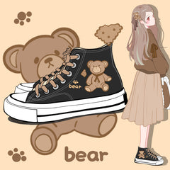 Cute Bear High Top Casual Canvas Shoes