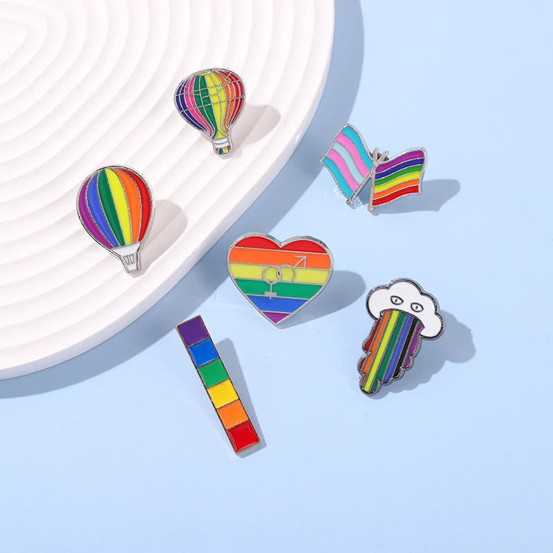 Rainbow Balloon Flag Pins