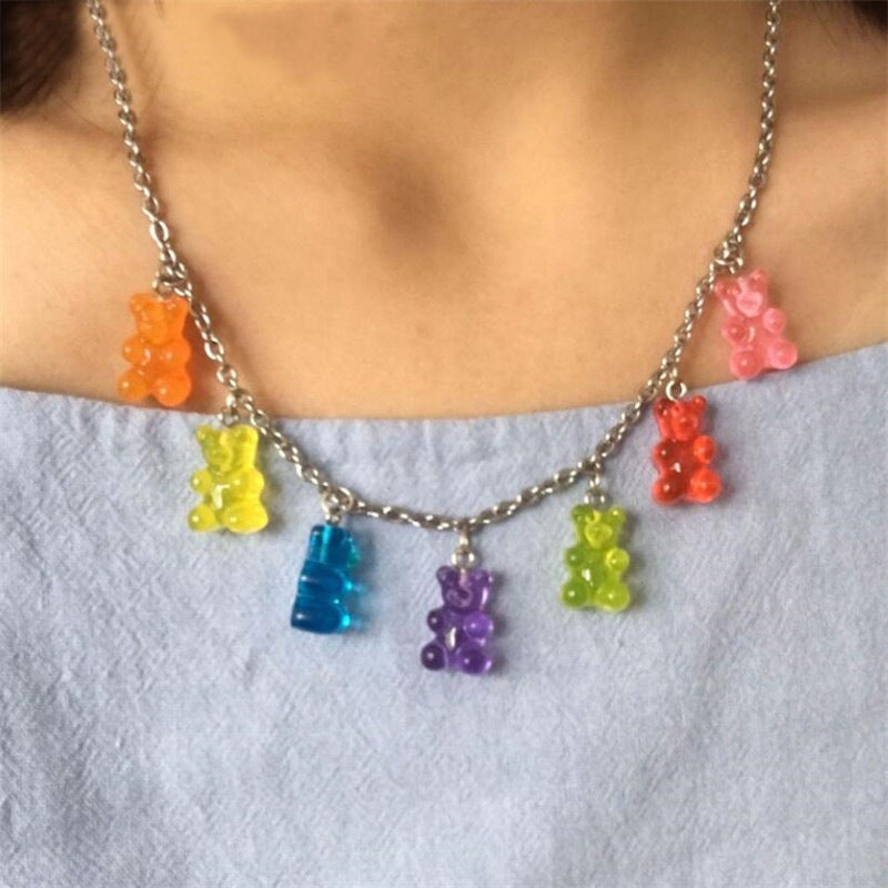 Rainbow Candy Bear Necklace