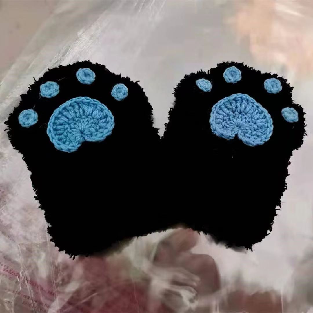 Kawaii Plush Half Finger Cat Claw Gloves