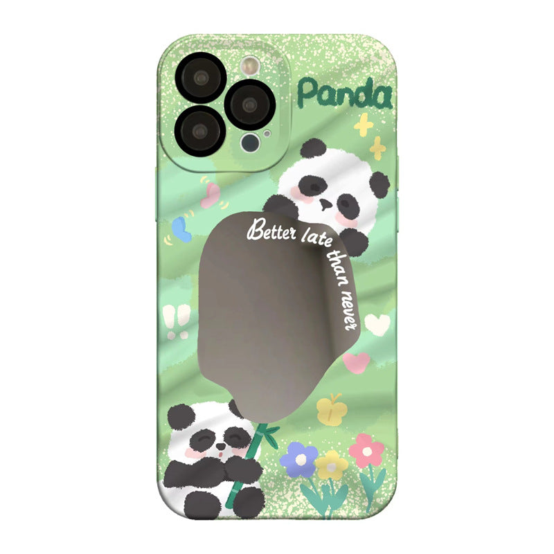 Mirror Green Panda Flowers Phone Case