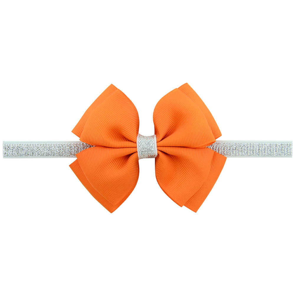 1 Pcs Baby Hair Bow Flower Headband Silver Ribbon Hair