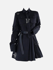 Dark Gothic Exposed Waist Skirt Suit