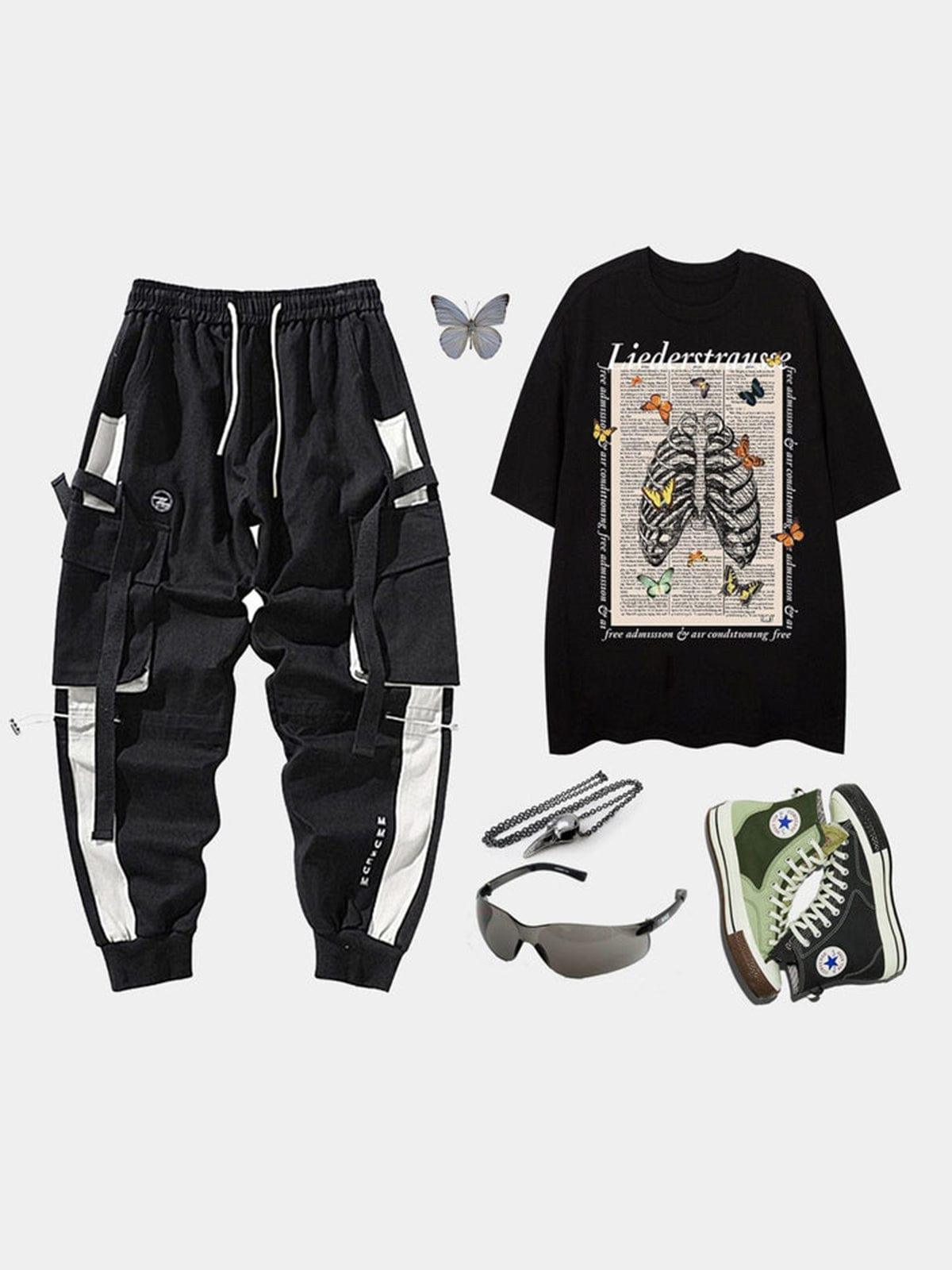 Gothic Punk Butterfly Skeleton Graphic Tee