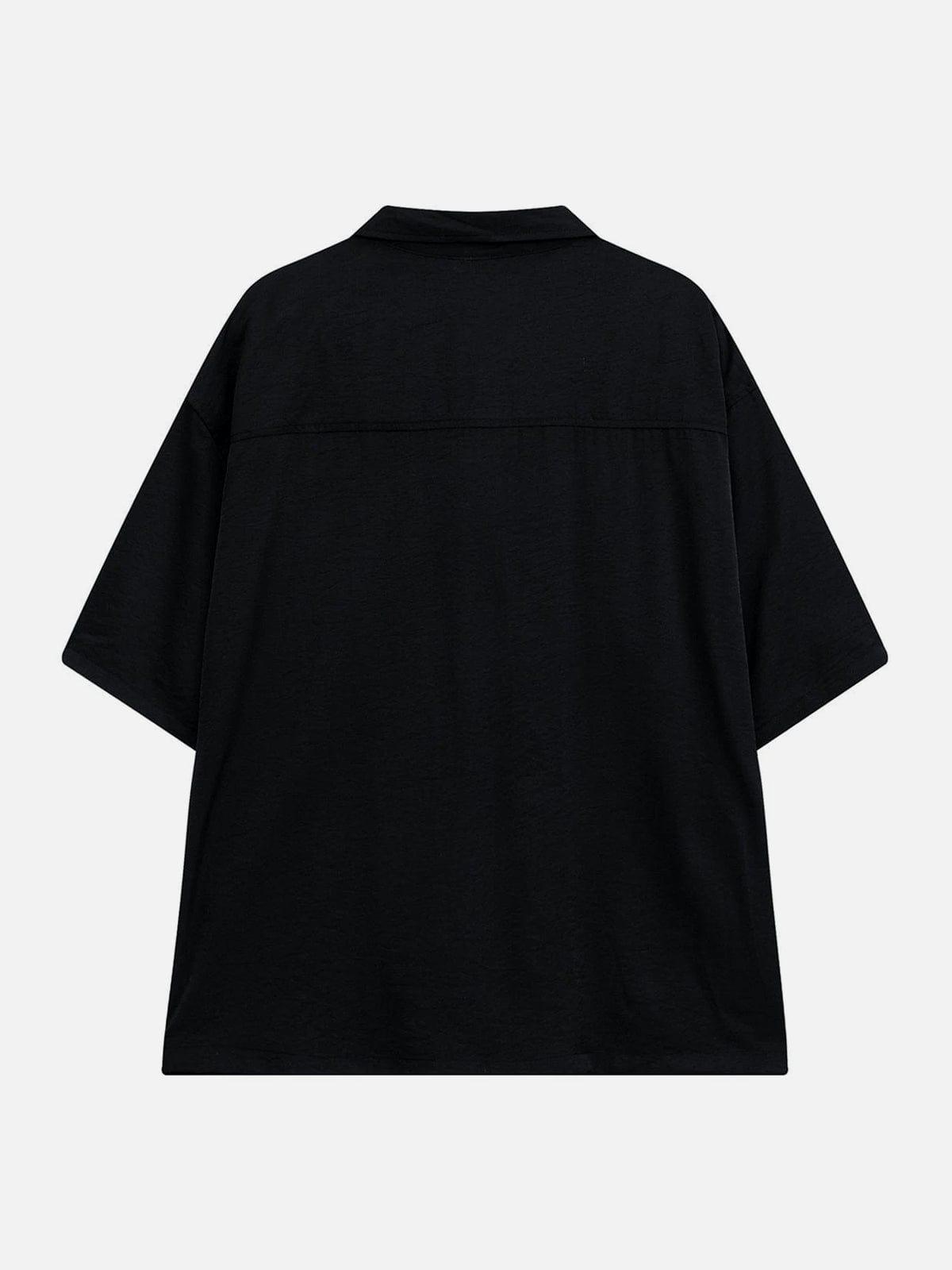 Multi Pockets Zip Up Short Sleeve Shirt