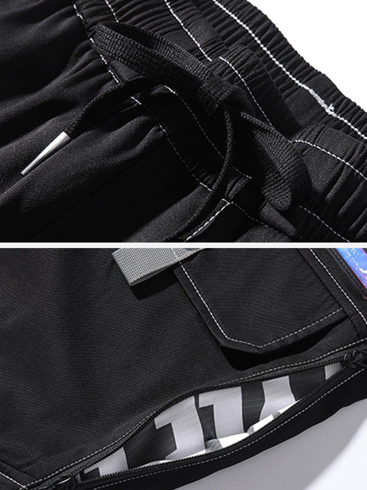 Techwear Side Zipper Print Cargo Pants