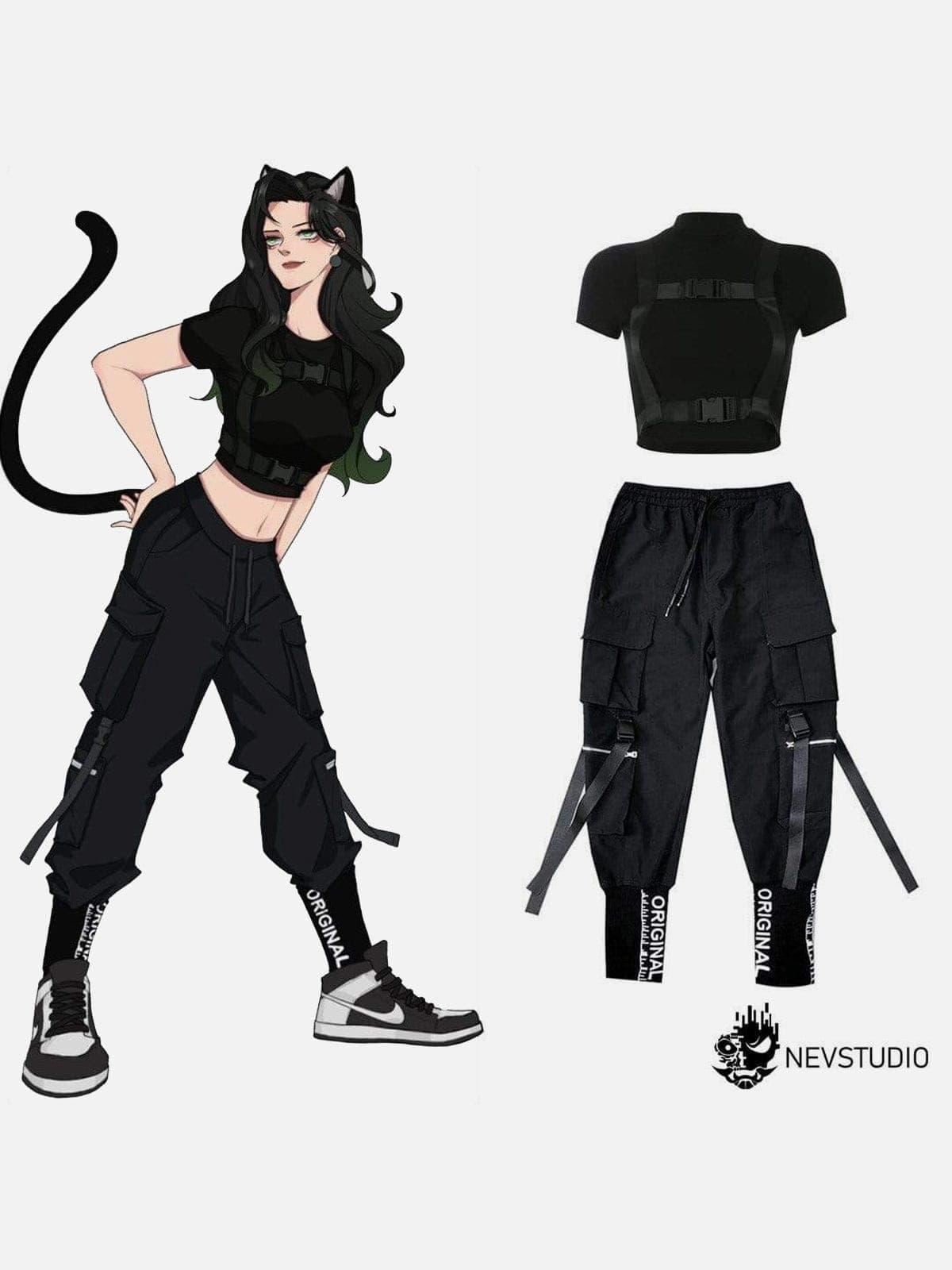 Techwear Slim Ribbons Short Sleeve T-shirt