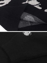 Dark Skeleton Print Knitted Sweater