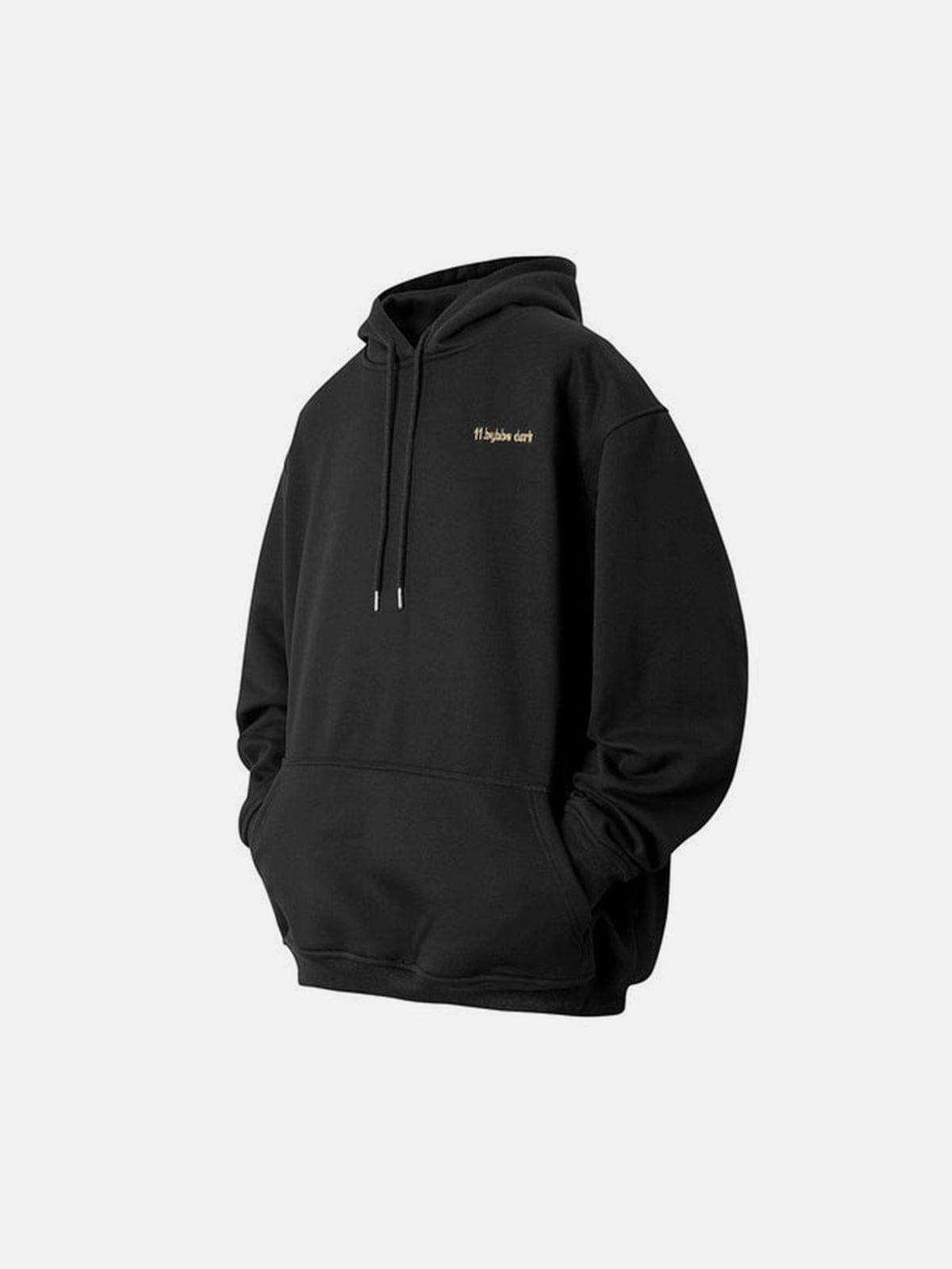 Solid Color Embroidery Oversized Hoodie