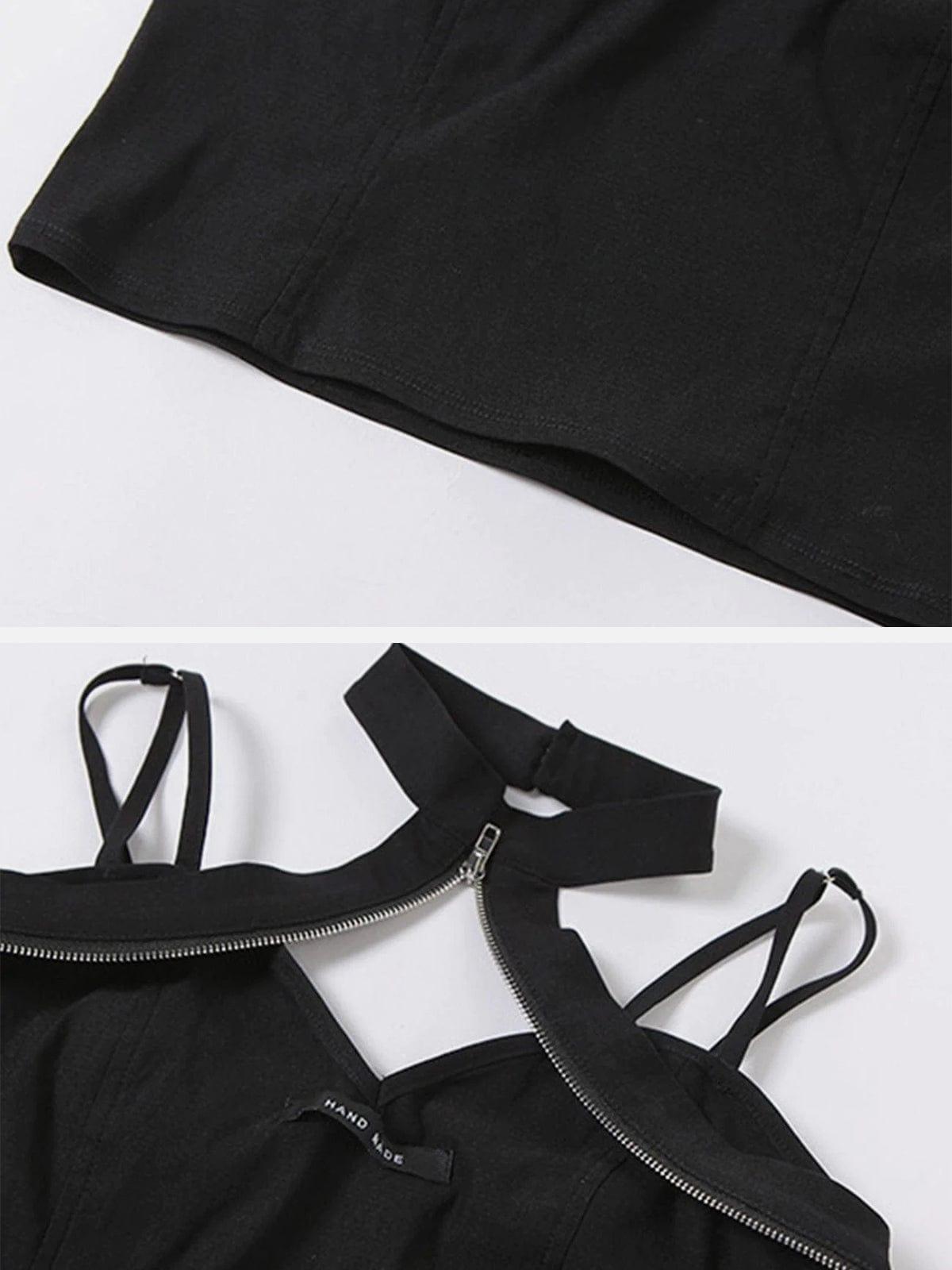 Zipper Neck Strap Vest