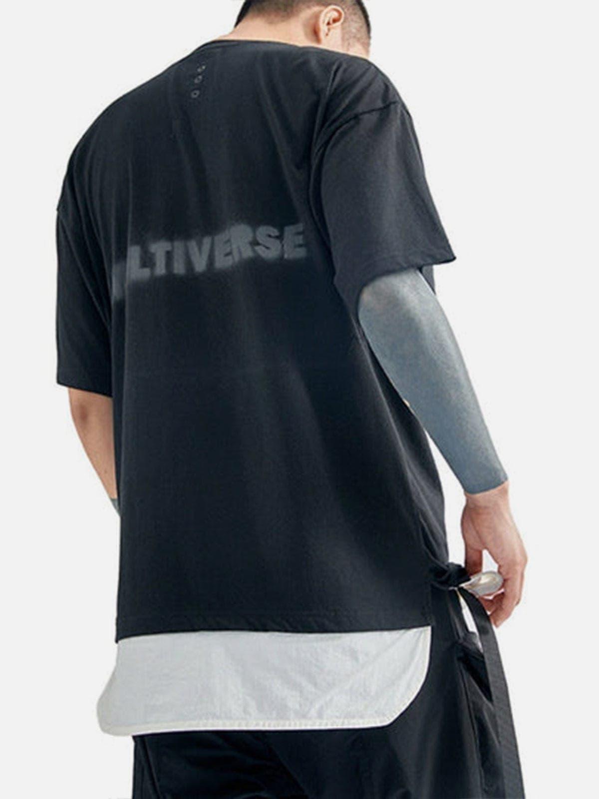 Cyberpunk Fake Two Patchwork Cotton Tee