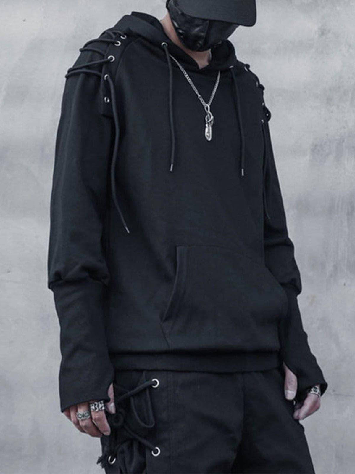 Dark Patchwork Bandage Hoodie