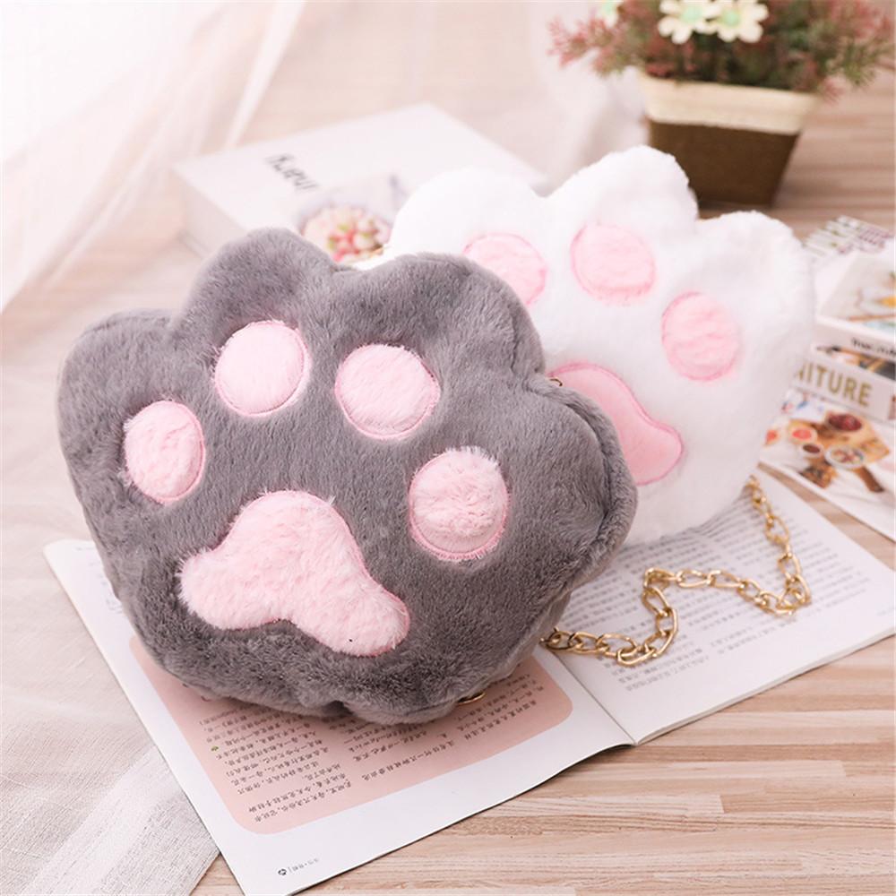 Cat Paw Plush Chain Bags