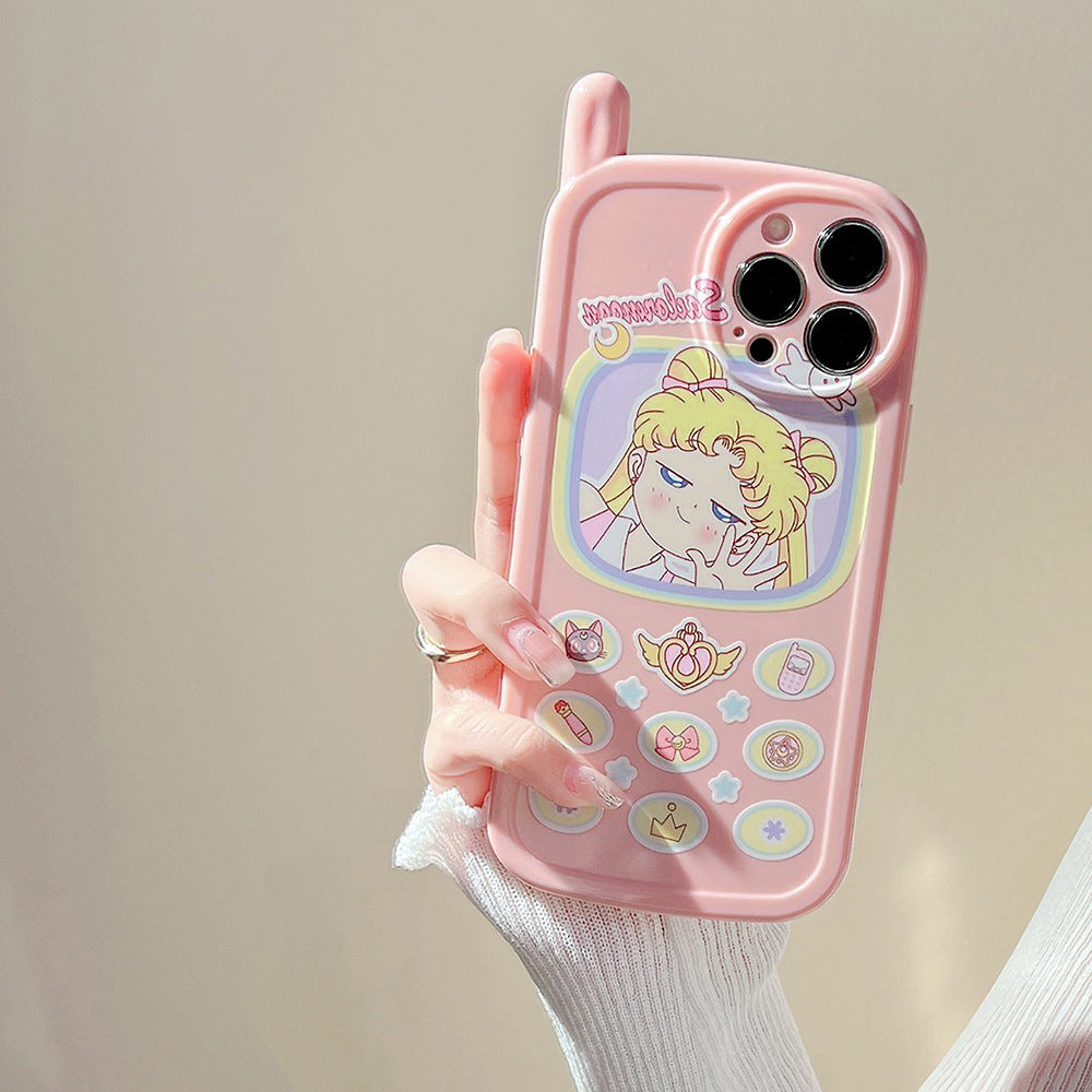 Beautiful Girl with Retro Buttons Phone Case