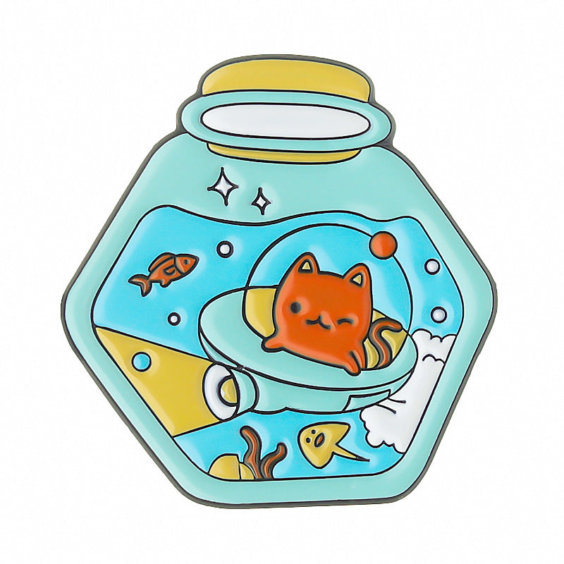 Cartoon Drift Bottle Cat Pins