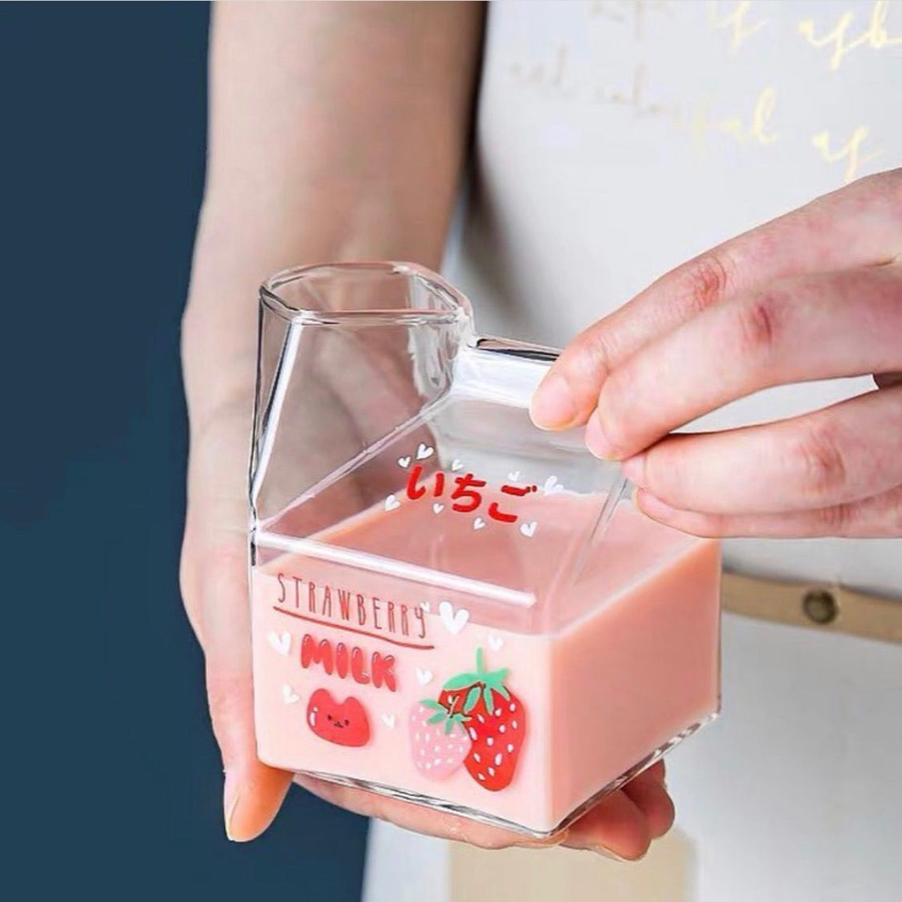 Kawaii Milk Square Glass Cup (380ml)