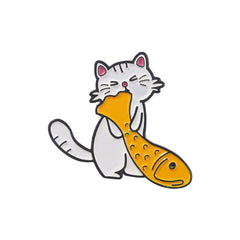 Cute Cat Eating Fish Pins