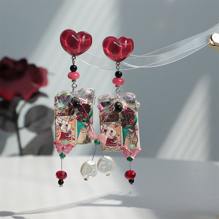 Red Love Bow Earrings