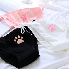 Anime Cute Cat Paw Tie Panties