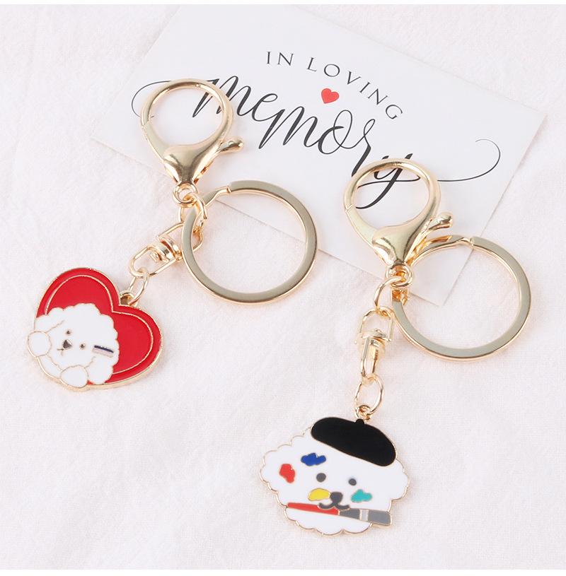 Girly Heart Artist Dog Keychain