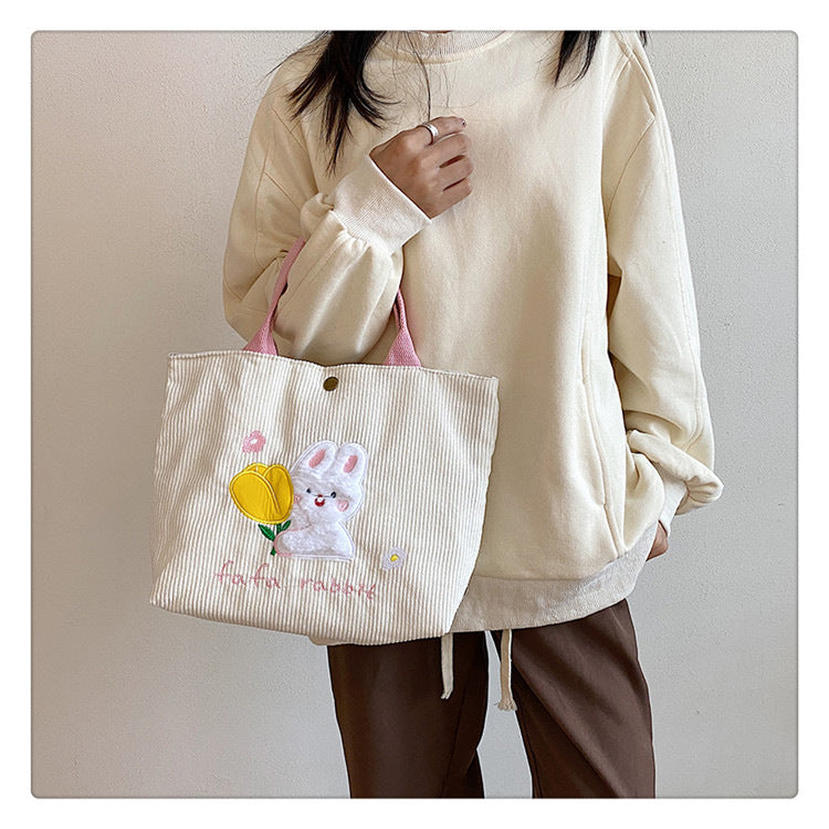 Rabbit Flower Tote Bag