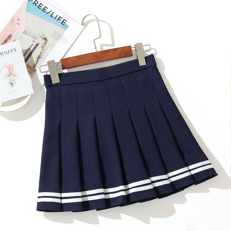 Striped Sport Pleated Skirt