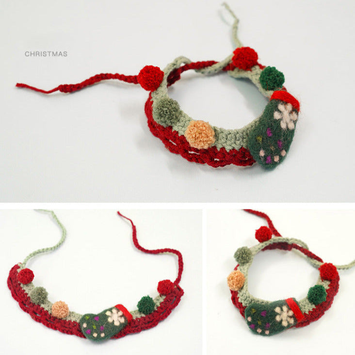 Milk Cotton Wool Knitted Cat Neck Collar