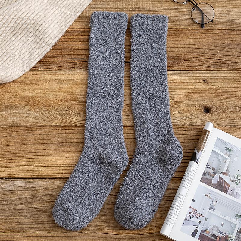 Pure color knee-length Floor Socks