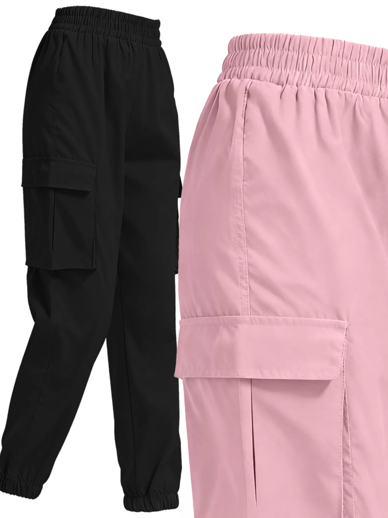 2 Piece Elastic Waist Cargo Pants