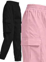 2 Piece Elastic Waist Cargo Pants