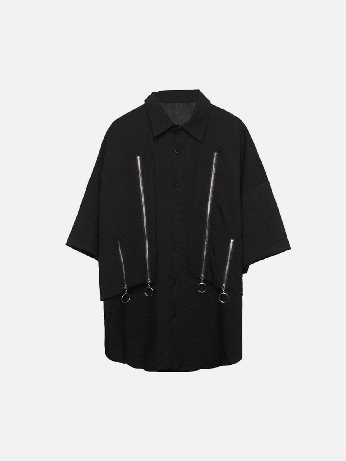 Dark Personalized Zipper Patchwork Shirt