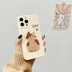 Cute Embroidered Cat Phone Case